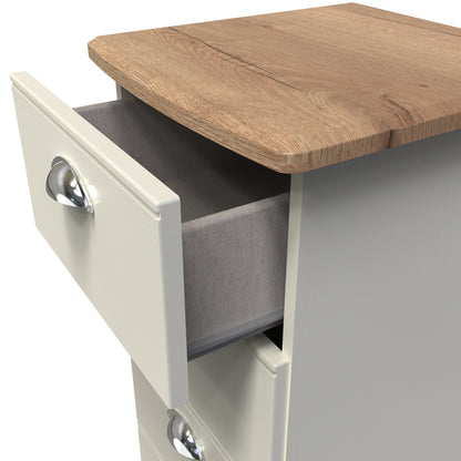 Victoria Tall Tallboy Cream & Light Oak 5 Drawers 40cm