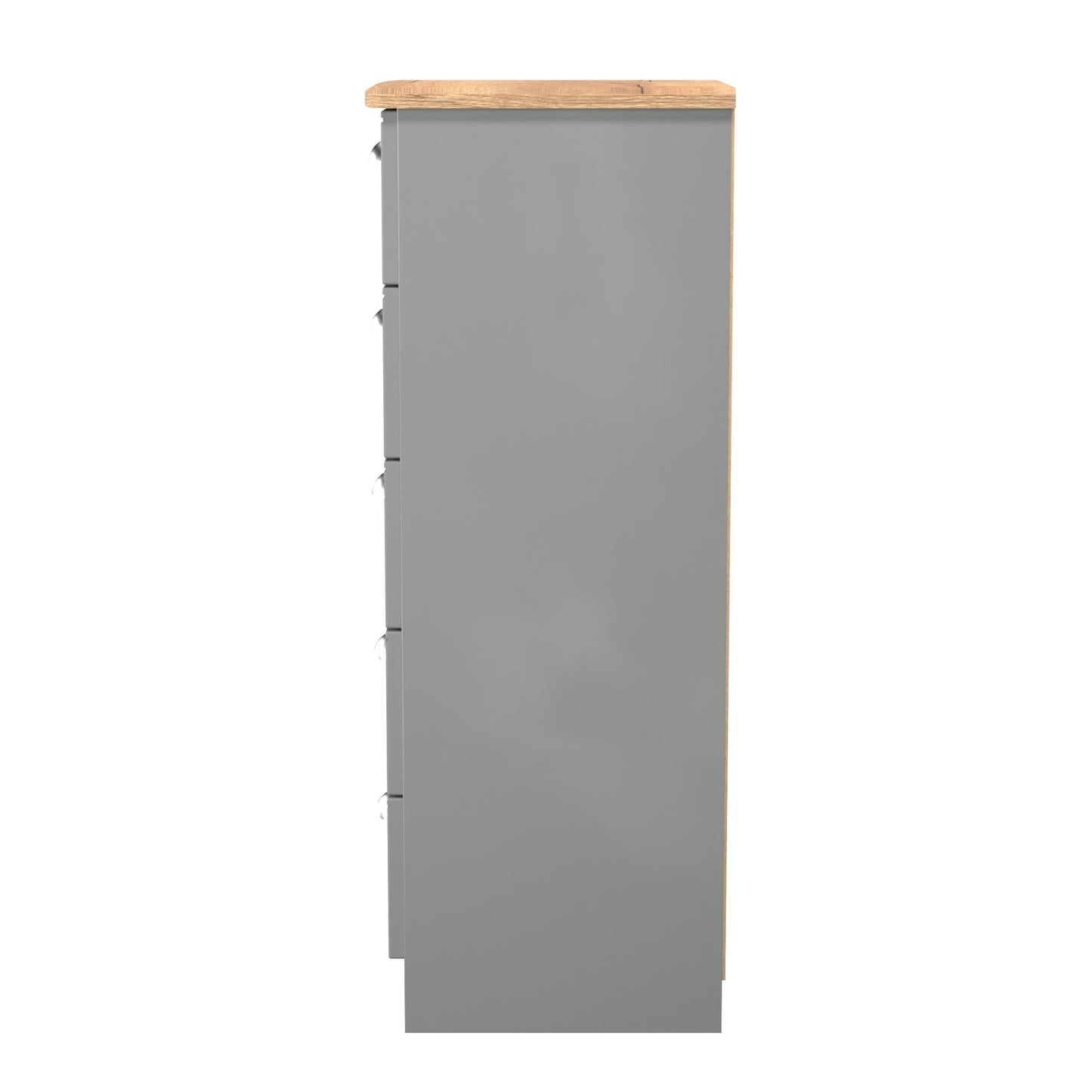 Victoria Tall Tallboy Grey & Light Oak 5 Drawers 40cm