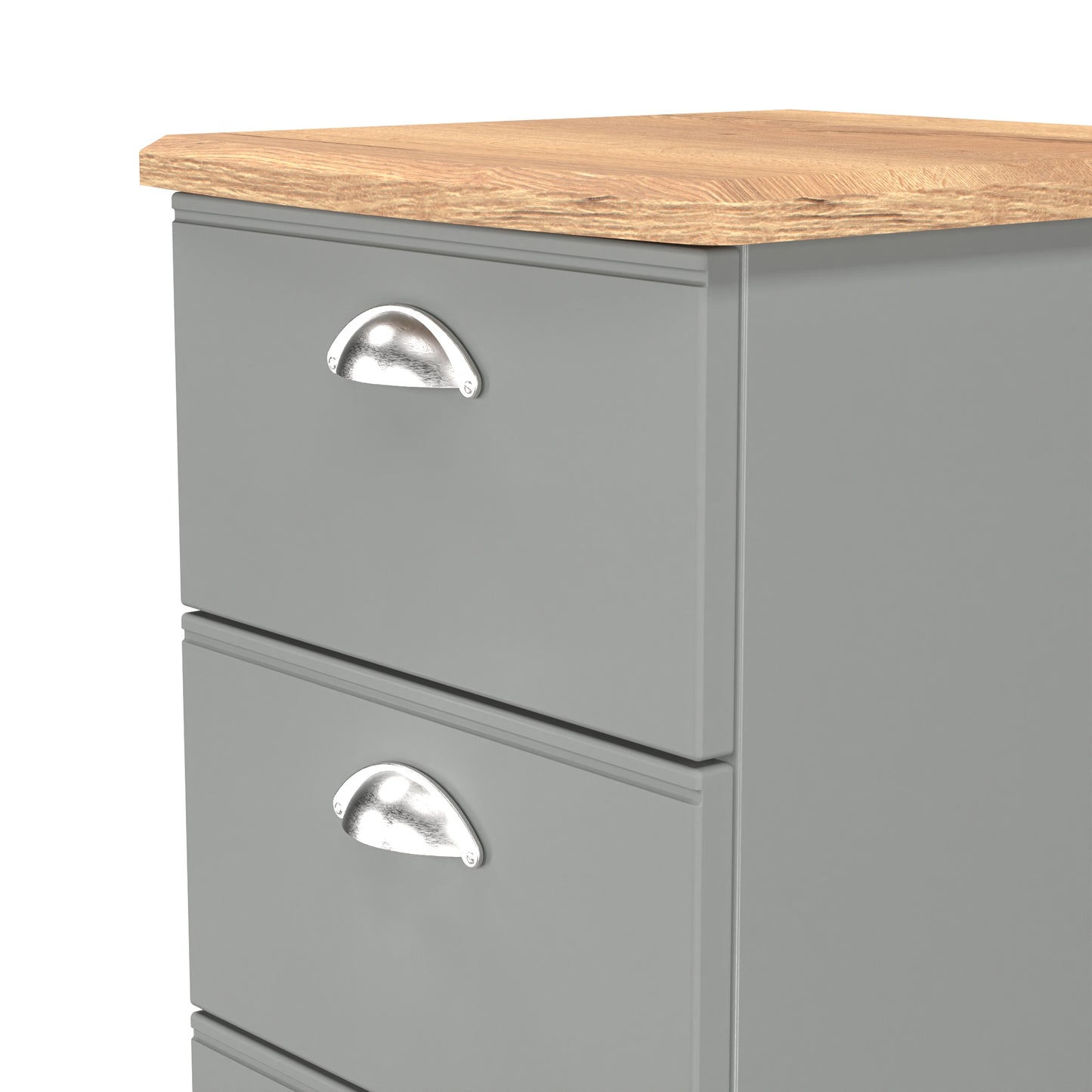 Victoria Tall Tallboy Grey & Light Oak 5 Drawers 40cm