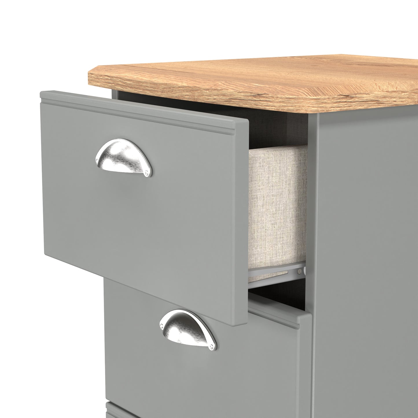 Victoria Tall Tallboy Grey & Light Oak 5 Drawers 40cm