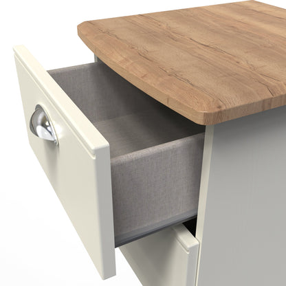Victoria Bedside Table Cream & Light Oak 2 Drawers 40cm