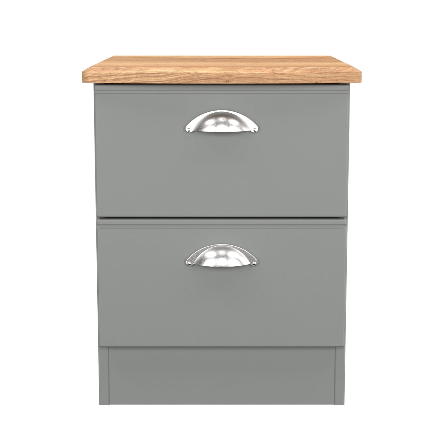Victoria Bedside Table Grey & Light Oak 2 Drawers 40cm