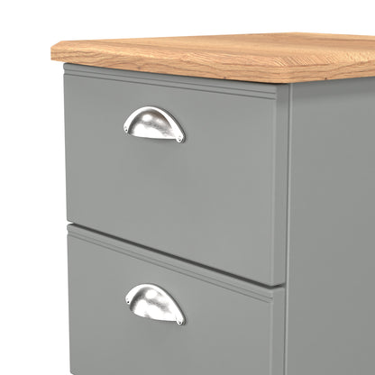 Victoria Bedside Table Grey & Light Oak 2 Drawers 40cm