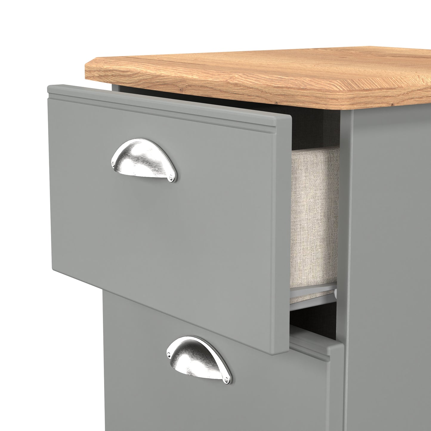 Victoria Bedside Table Grey & Light Oak 2 Drawers 40cm