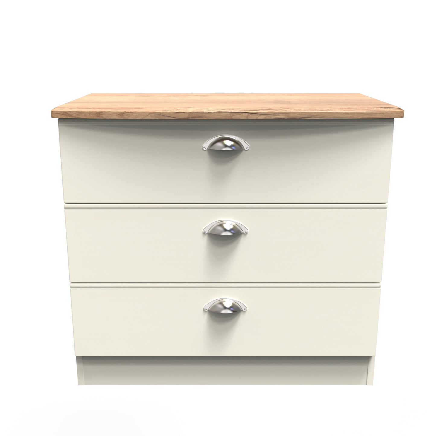 Victoria Chest of Drawers Cream & Light Oak 3 Drawers 77cm
