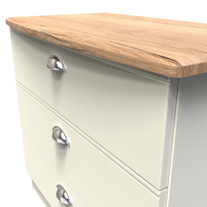 Victoria Chest of Drawers Cream & Light Oak 3 Drawers 77cm