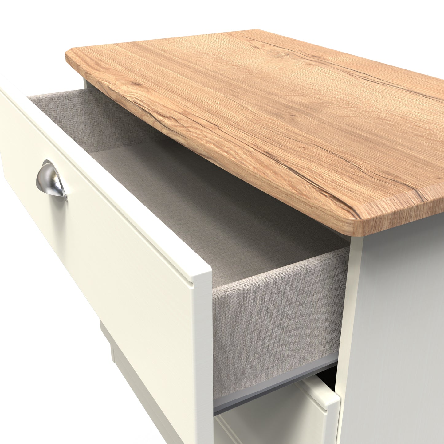 Victoria Chest of Drawers Cream & Light Oak 3 Drawers 77cm