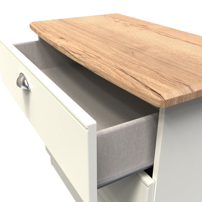 Victoria Chest of Drawers Cream & Light Oak 3 Drawers 77cm