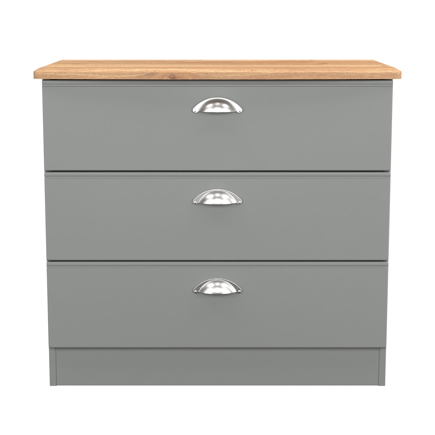 Victoria Chest of Drawers Grey & Light Oak 3 Drawers 77cm