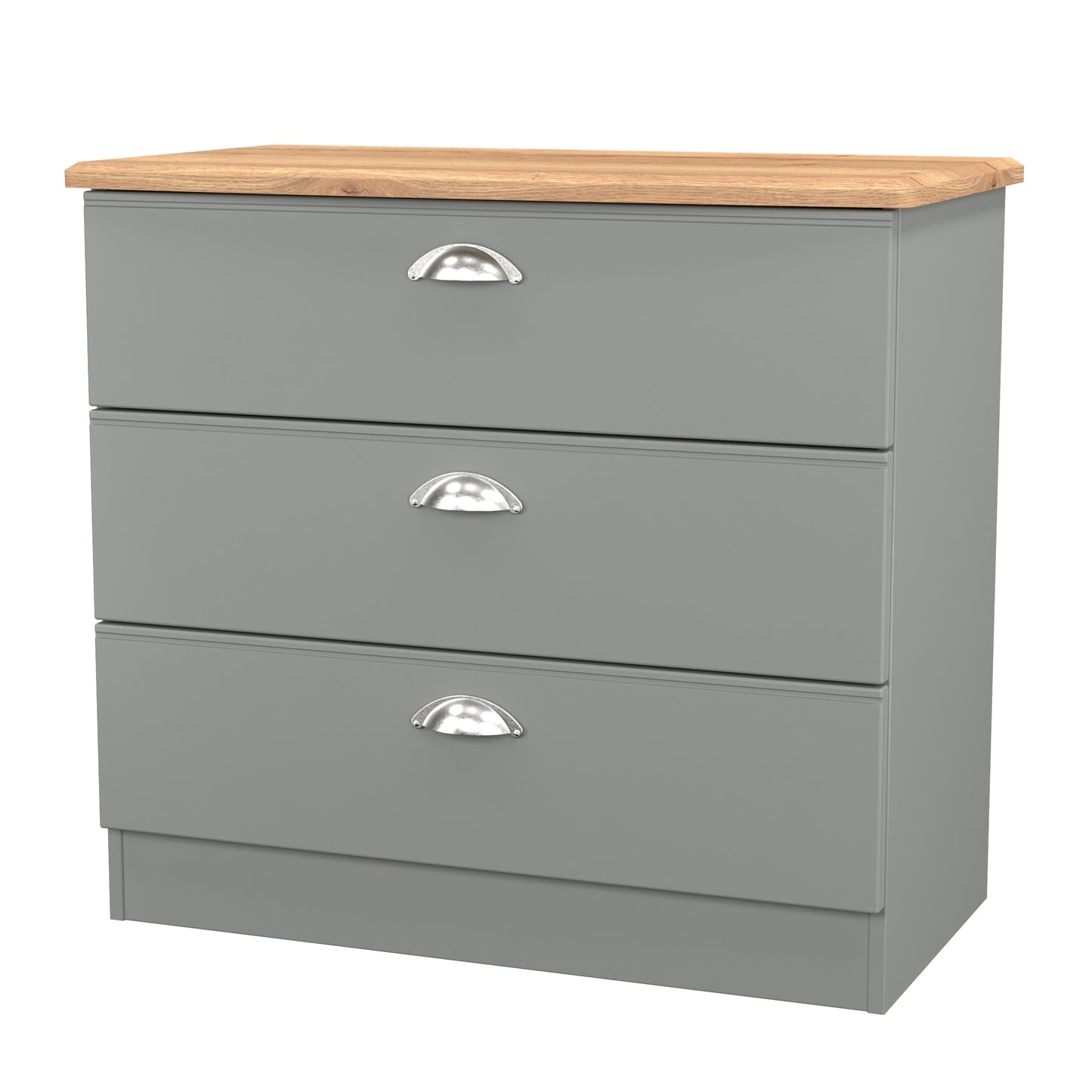 Victoria Chest of Drawers Grey & Light Oak 3 Drawers 77cm