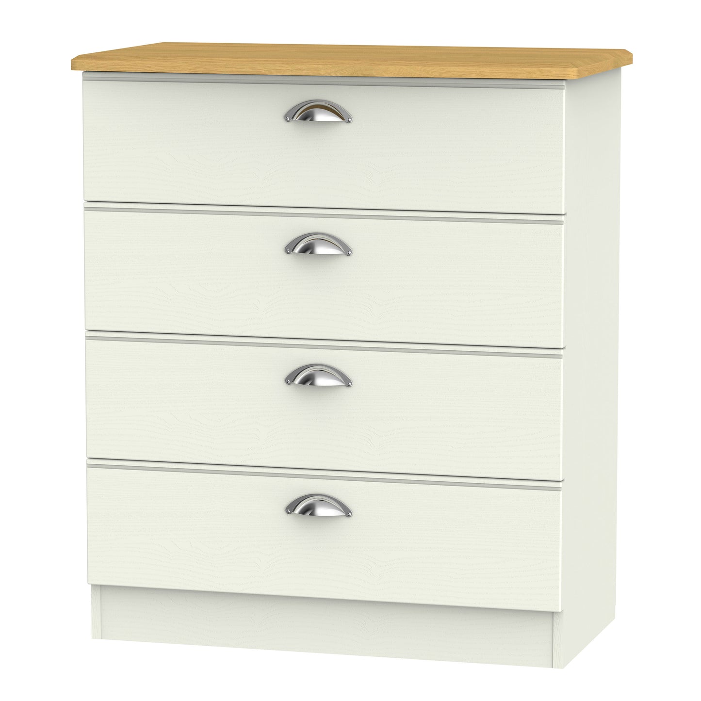 Victoria Chest of Drawers Cream & Light Oak 4 Drawers 77cm