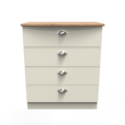 Victoria Chest of Drawers Cream & Light Oak 4 Drawers 77cm