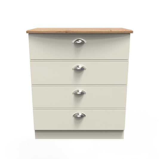 Victoria Chest of Drawers Cream & Light Oak 4 Drawers 77cm