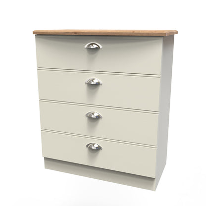 Victoria Chest of Drawers Cream & Light Oak 4 Drawers 77cm
