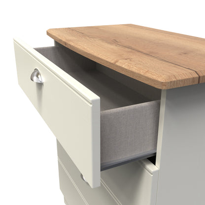 Victoria Chest of Drawers Cream & Light Oak 4 Drawers 77cm