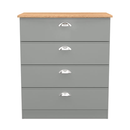 Victoria Chest of Drawers Grey & Light Oak 4 Drawers 77cm