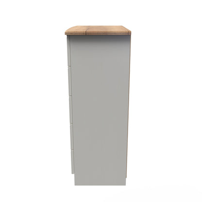 Victoria Tall Chest of Drawers Cream & Light Oak 5 Drawers 77cm