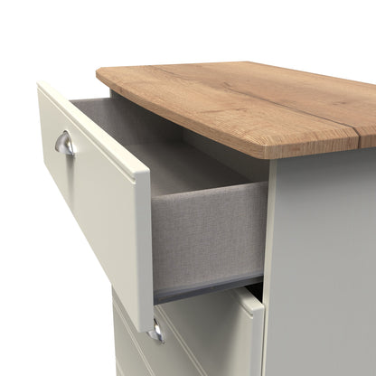 Victoria Tall Chest of Drawers Cream & Light Oak 5 Drawers 77cm