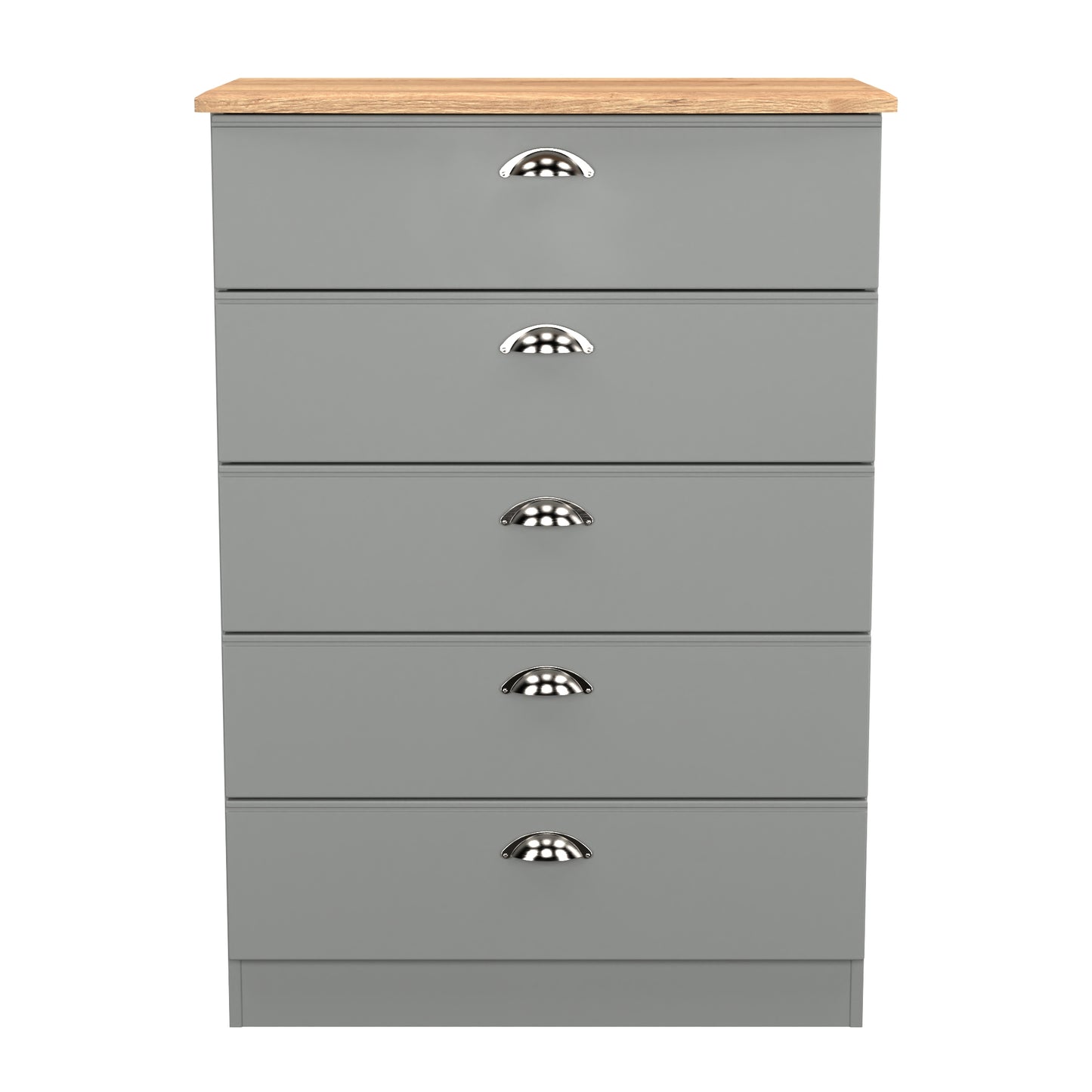 Victoria Tall Chest of Drawers Grey & Light Oak 5 Drawers 77cm