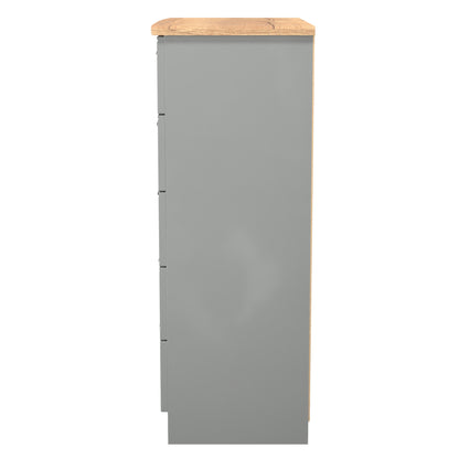 Victoria Tall Chest of Drawers Grey & Light Oak 5 Drawers 77cm