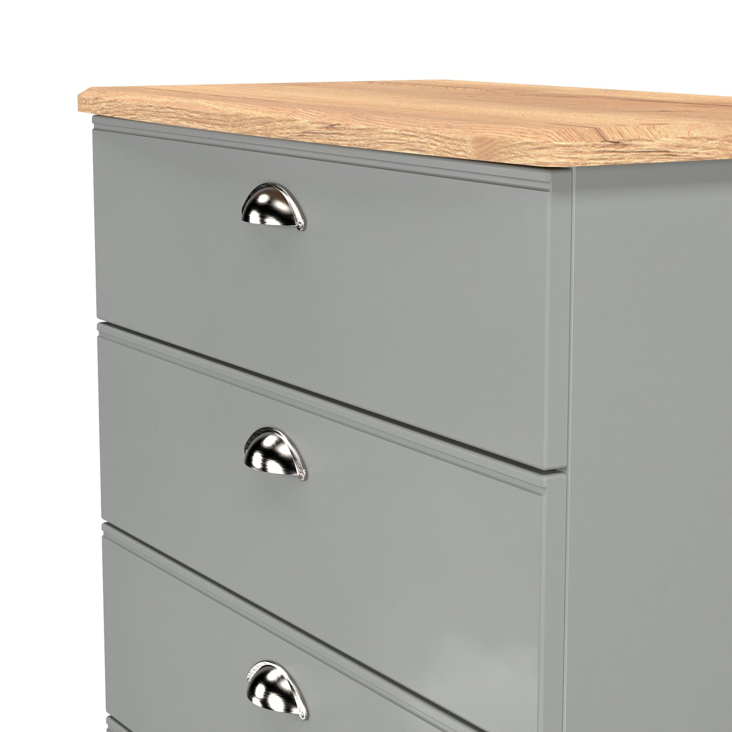 Victoria Tall Chest of Drawers Grey & Light Oak 5 Drawers 77cm