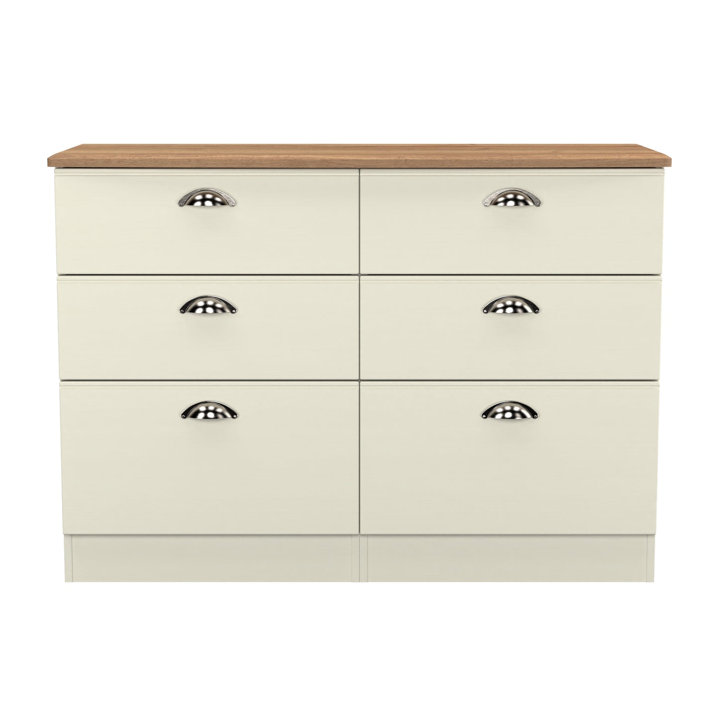 Victoria Large Chest of Drawers Cream & Light Oak 6 Drawers 112cm
