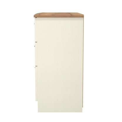 Victoria Large Chest of Drawers Cream & Light Oak 6 Drawers 112cm