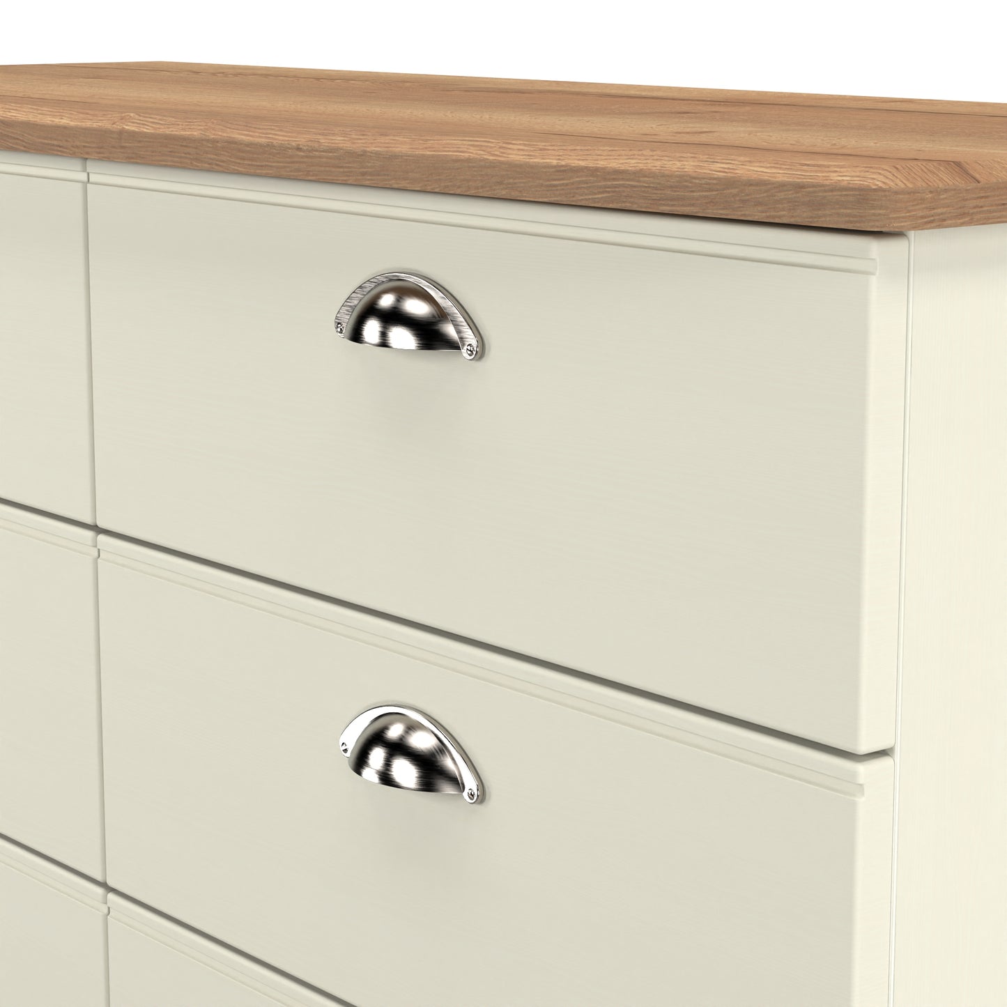 Victoria Large Chest of Drawers Cream & Light Oak 6 Drawers 112cm