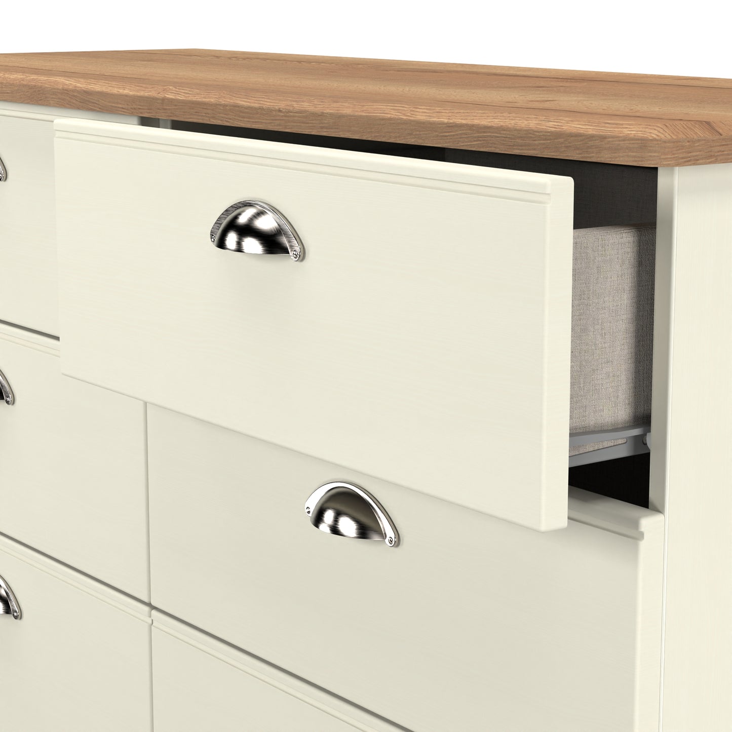 Victoria Large Chest of Drawers Cream & Light Oak 6 Drawers 112cm