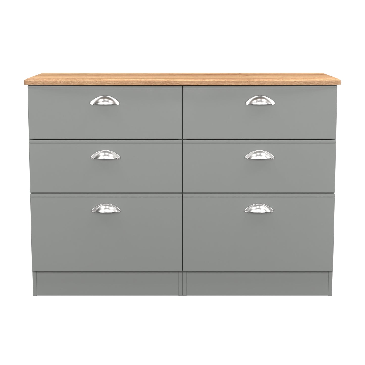 Victoria Large Chest of Drawers Grey & Light Oak 6 Drawers 112cm