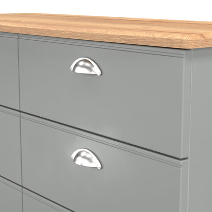 Victoria Large Chest of Drawers Grey & Light Oak 6 Drawers 112cm