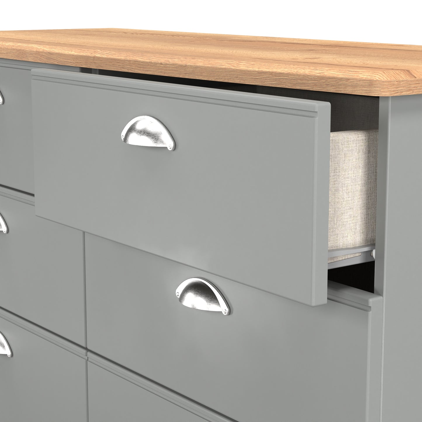 Victoria Large Chest of Drawers Grey & Light Oak 6 Drawers 112cm