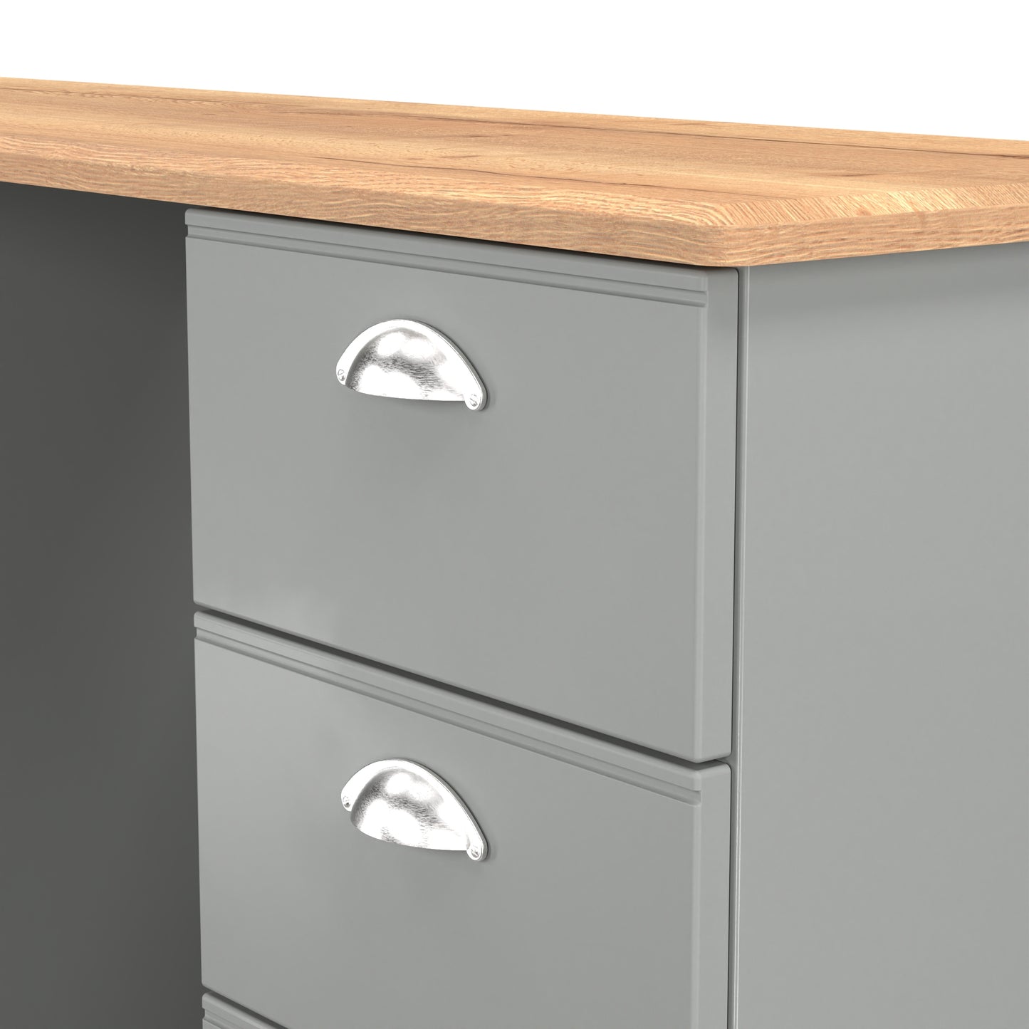 Victoria Desk Grey & Light Oak 6 Drawers 128cm