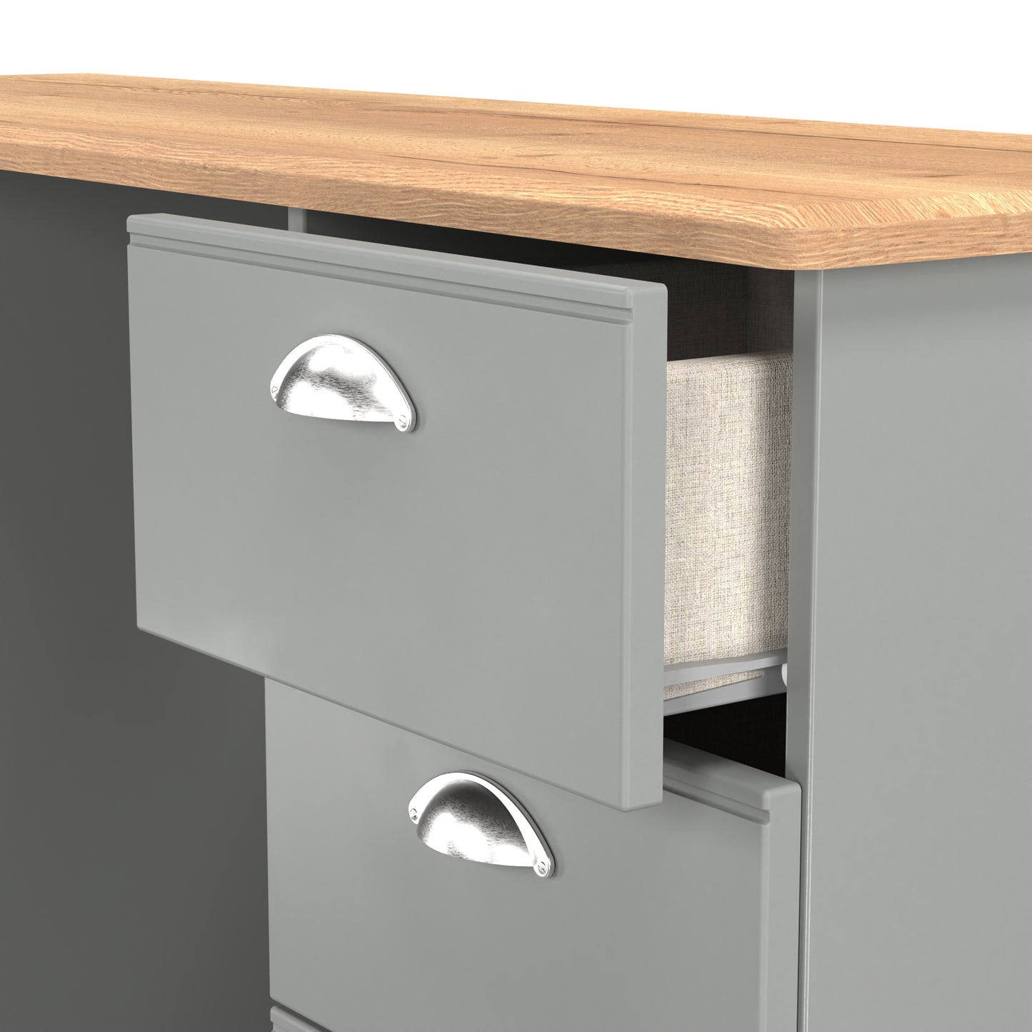 Victoria Desk Grey & Light Oak 6 Drawers 128cm
