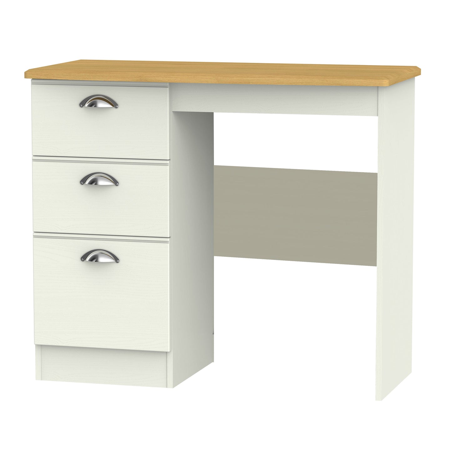 Victoria Desk Cream & Light Oak 3 Drawers 93cm