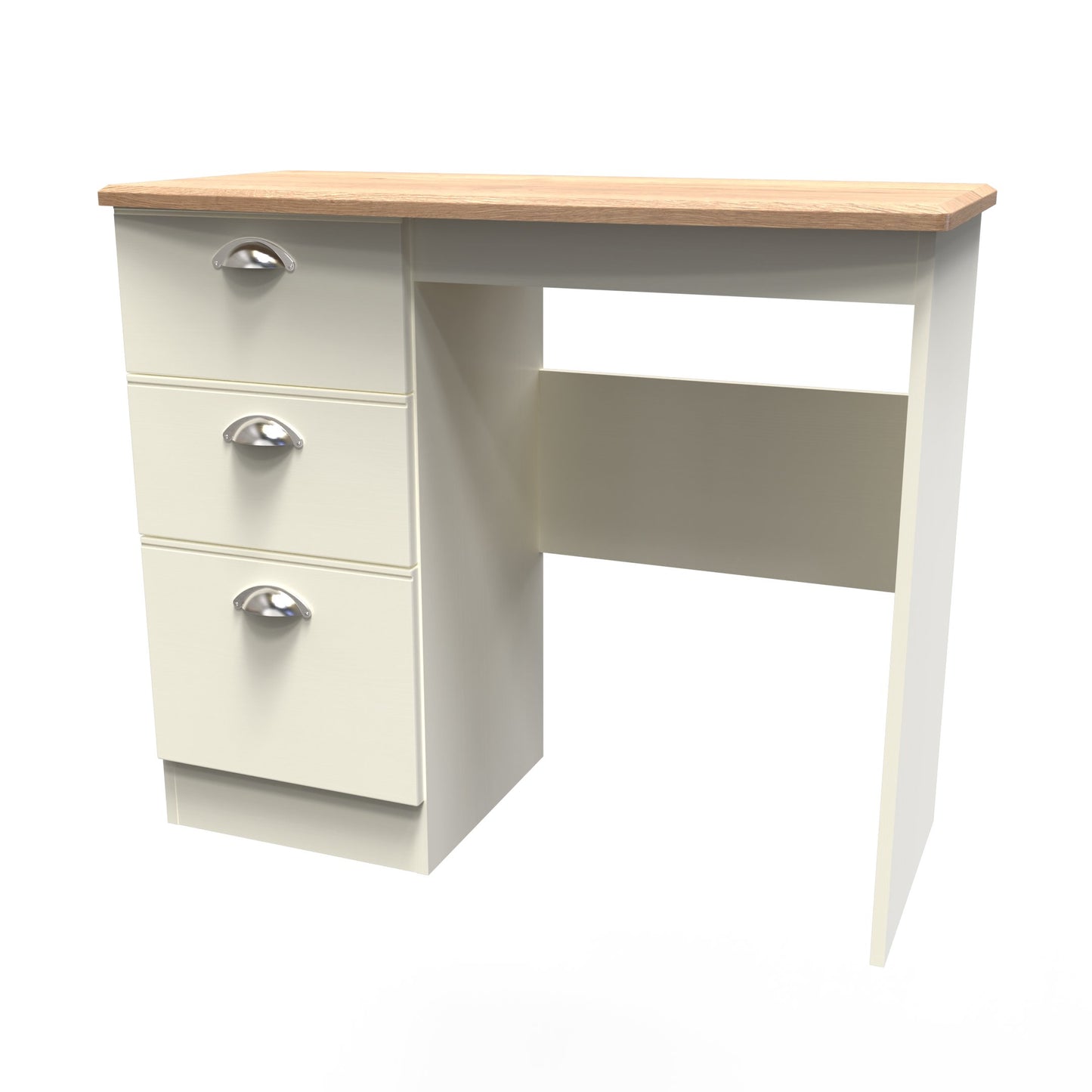 Victoria Desk Cream & Light Oak 3 Drawers 93cm