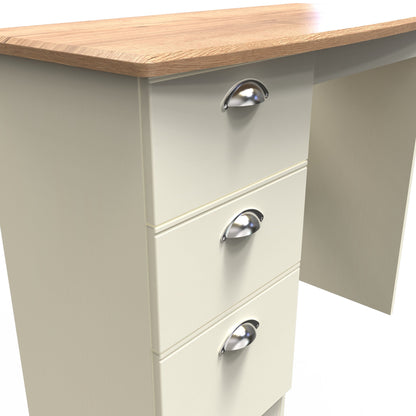 Victoria Desk Cream & Light Oak 3 Drawers 93cm