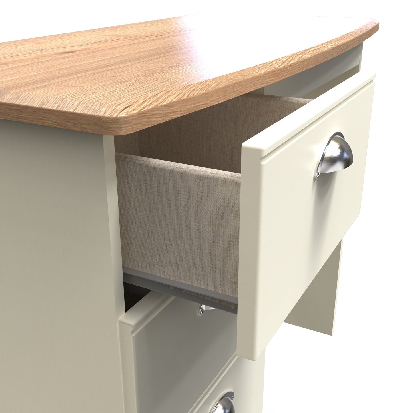 Victoria Desk Cream & Light Oak 3 Drawers 93cm