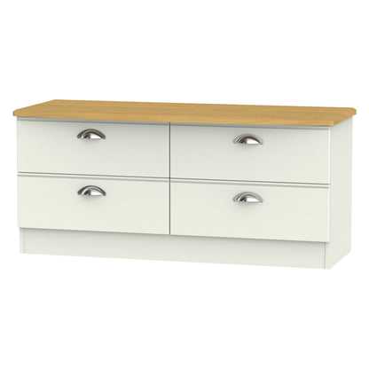 Victoria Large Chest of Drawers Cream & Light Oak 4 Drawers 112cm