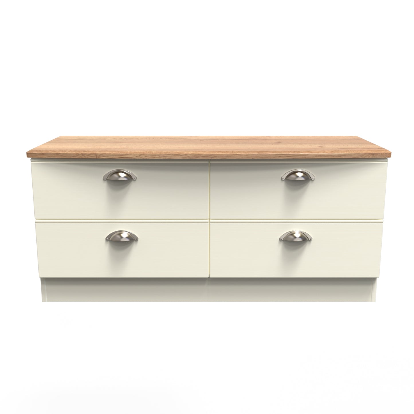 Victoria Large Chest of Drawers Cream & Light Oak 4 Drawers 112cm