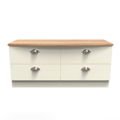 Victoria Large Chest of Drawers Cream & Light Oak 4 Drawers 112cm