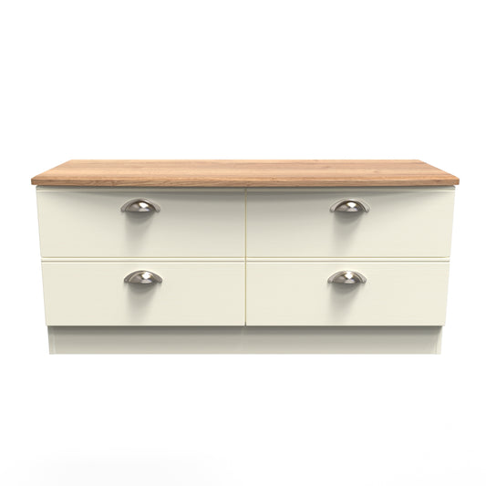 Victoria Large Chest of Drawers Cream & Light Oak 4 Drawers 112cm