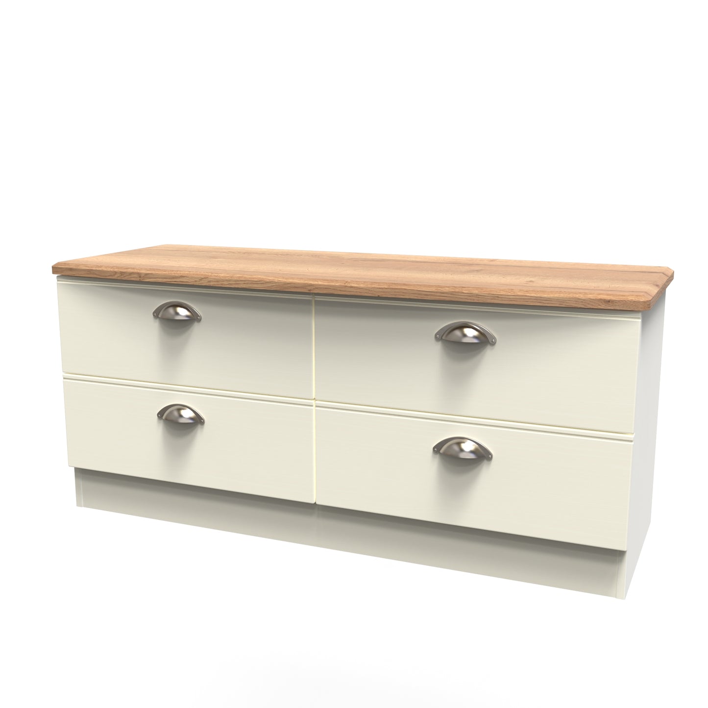 Victoria Large Chest of Drawers Cream & Light Oak 4 Drawers 112cm