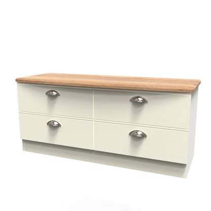 Victoria Large Chest of Drawers Cream & Light Oak 4 Drawers 112cm
