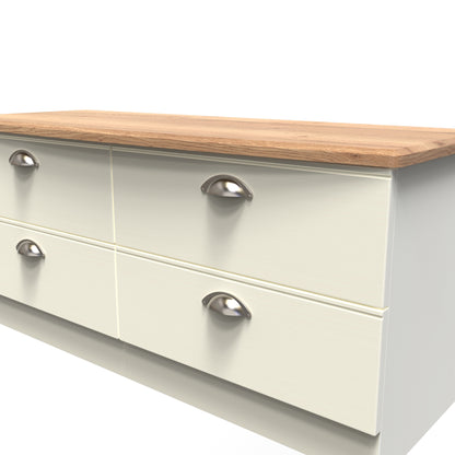 Victoria Large Chest of Drawers Cream & Light Oak 4 Drawers 112cm