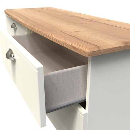 Victoria Large Chest of Drawers Cream & Light Oak 4 Drawers 112cm
