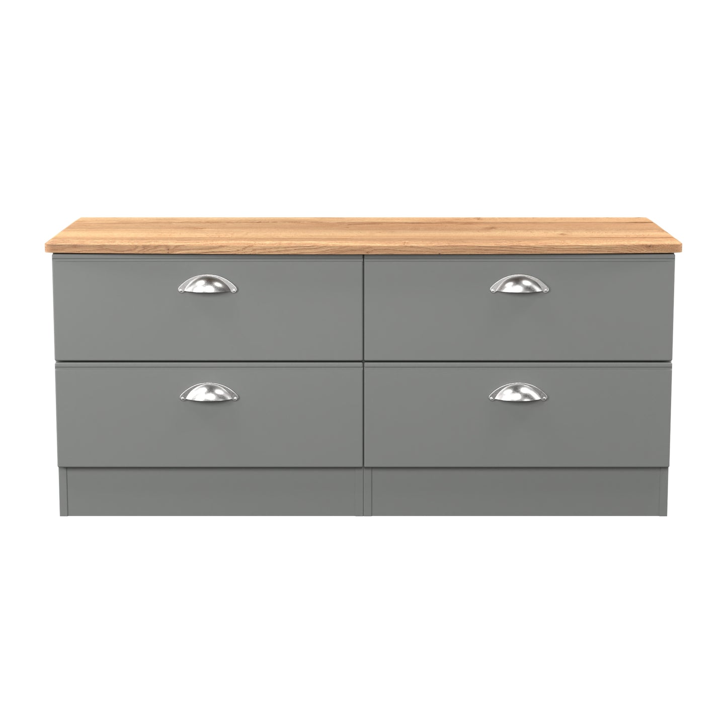 Victoria Large Chest of Drawers Grey & Light Oak 4 Drawers 112cm