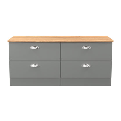 Victoria Large Chest of Drawers Grey & Light Oak 4 Drawers 112cm