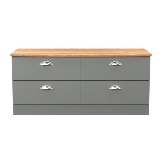 Victoria Large Chest of Drawers Grey & Light Oak 4 Drawers 112cm