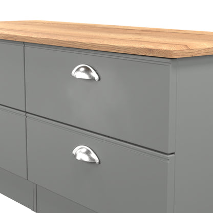 Victoria Large Chest of Drawers Grey & Light Oak 4 Drawers 112cm